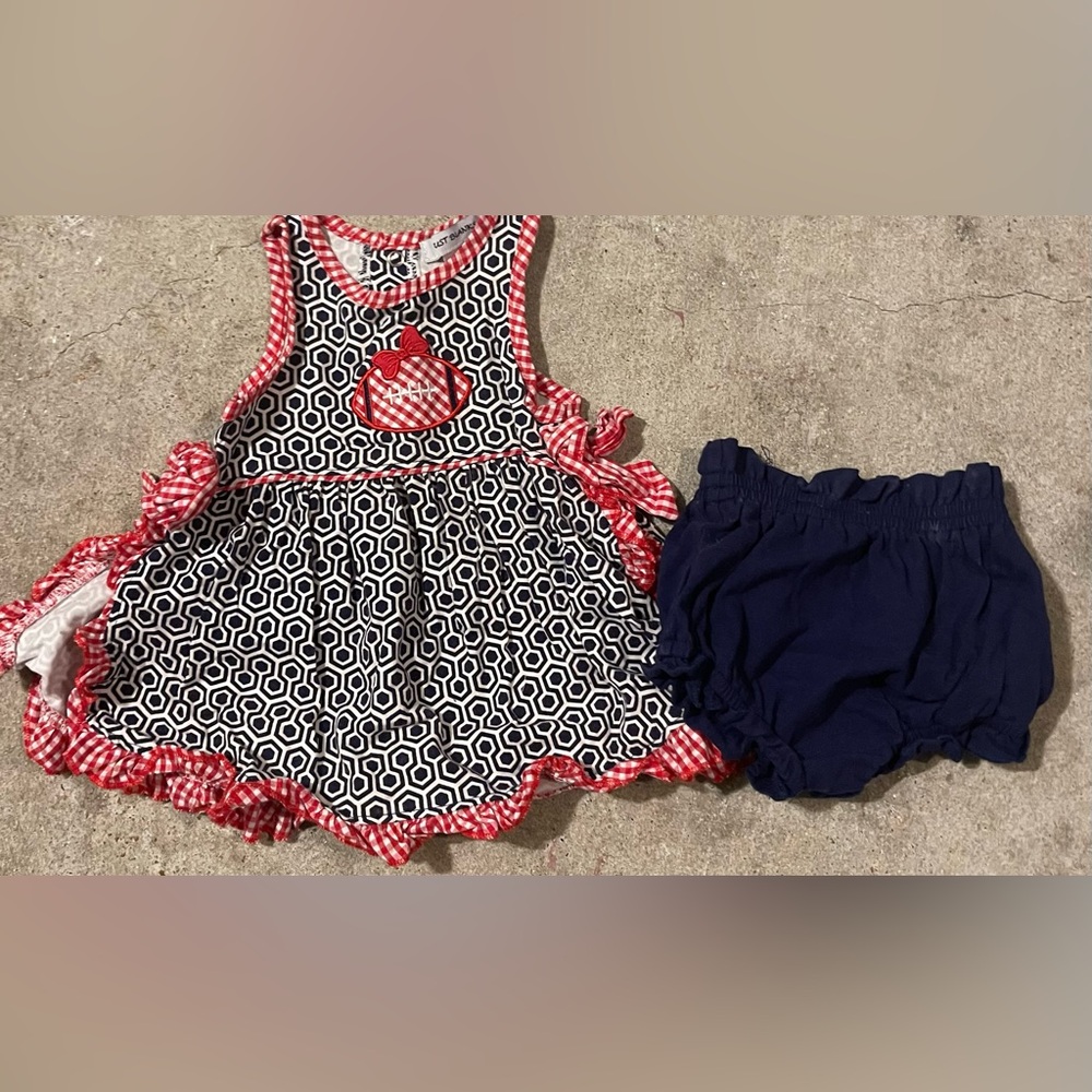 Baby girl football dress and bloomer set